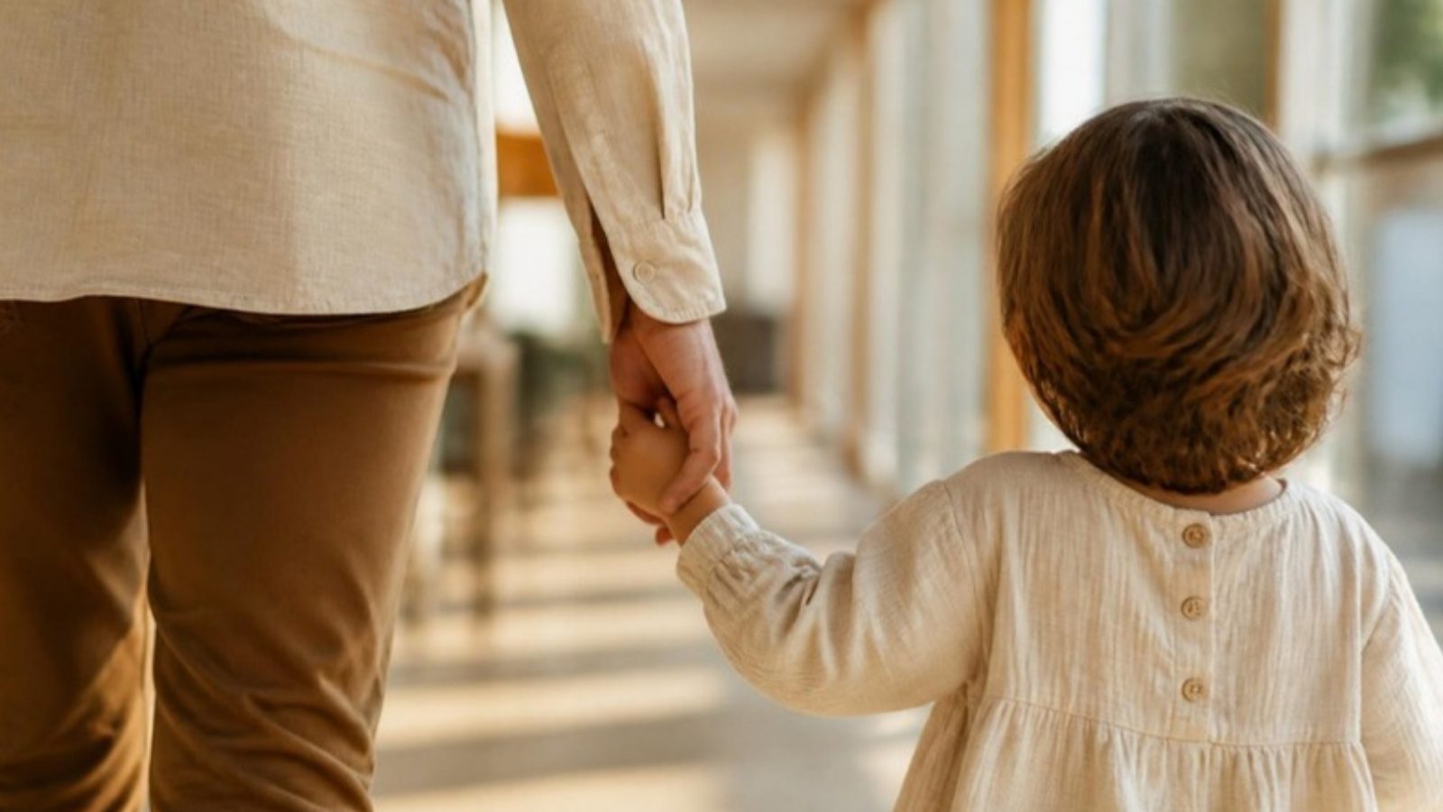 Guarda compartilhada e violência doméstica: adulto segurando a mão de uma criança com cuidado