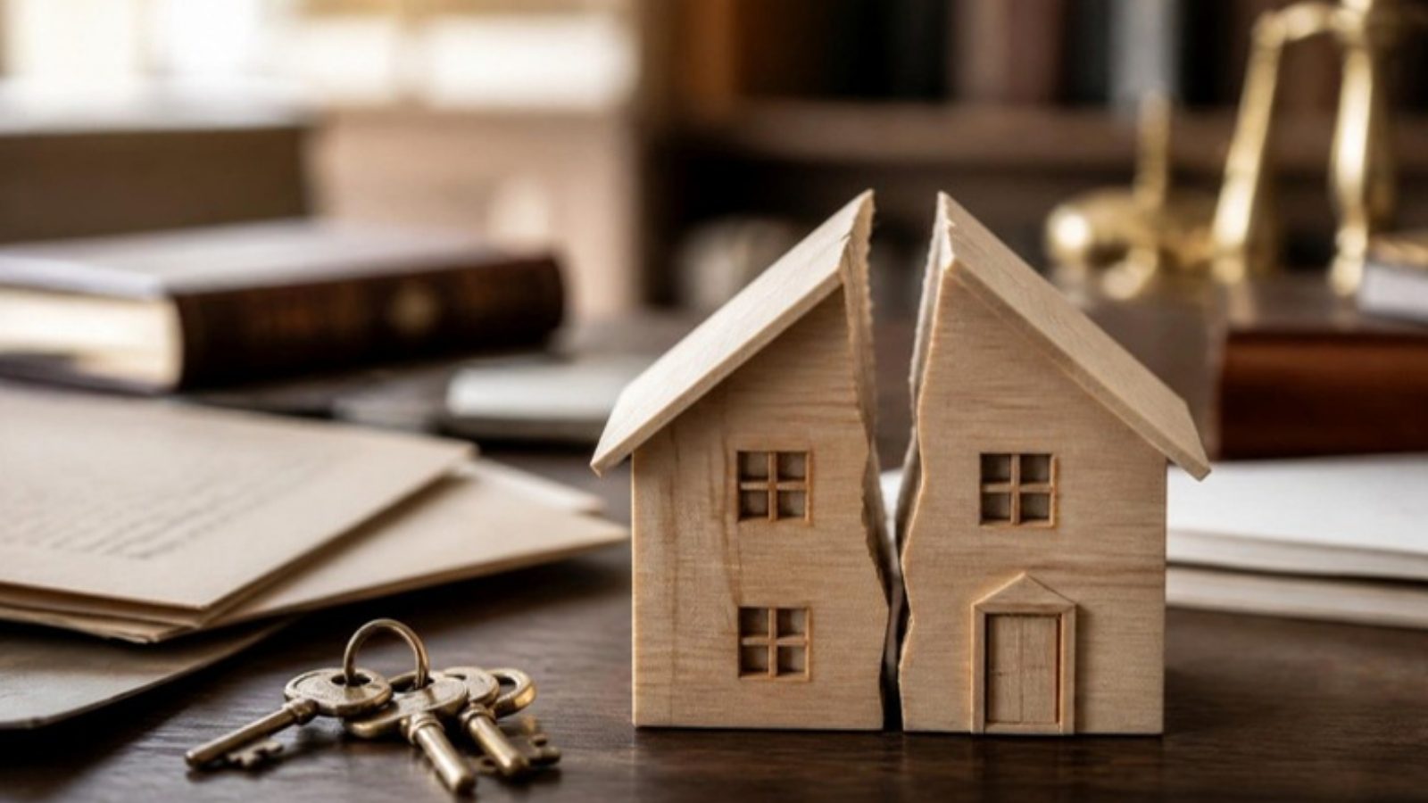 Maquete de casa dividida ao meio simbolizando a legítima dos herdeiros necessários
